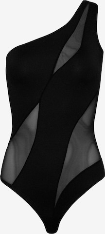 OW Collection Shirt Bodysuit in Black: front