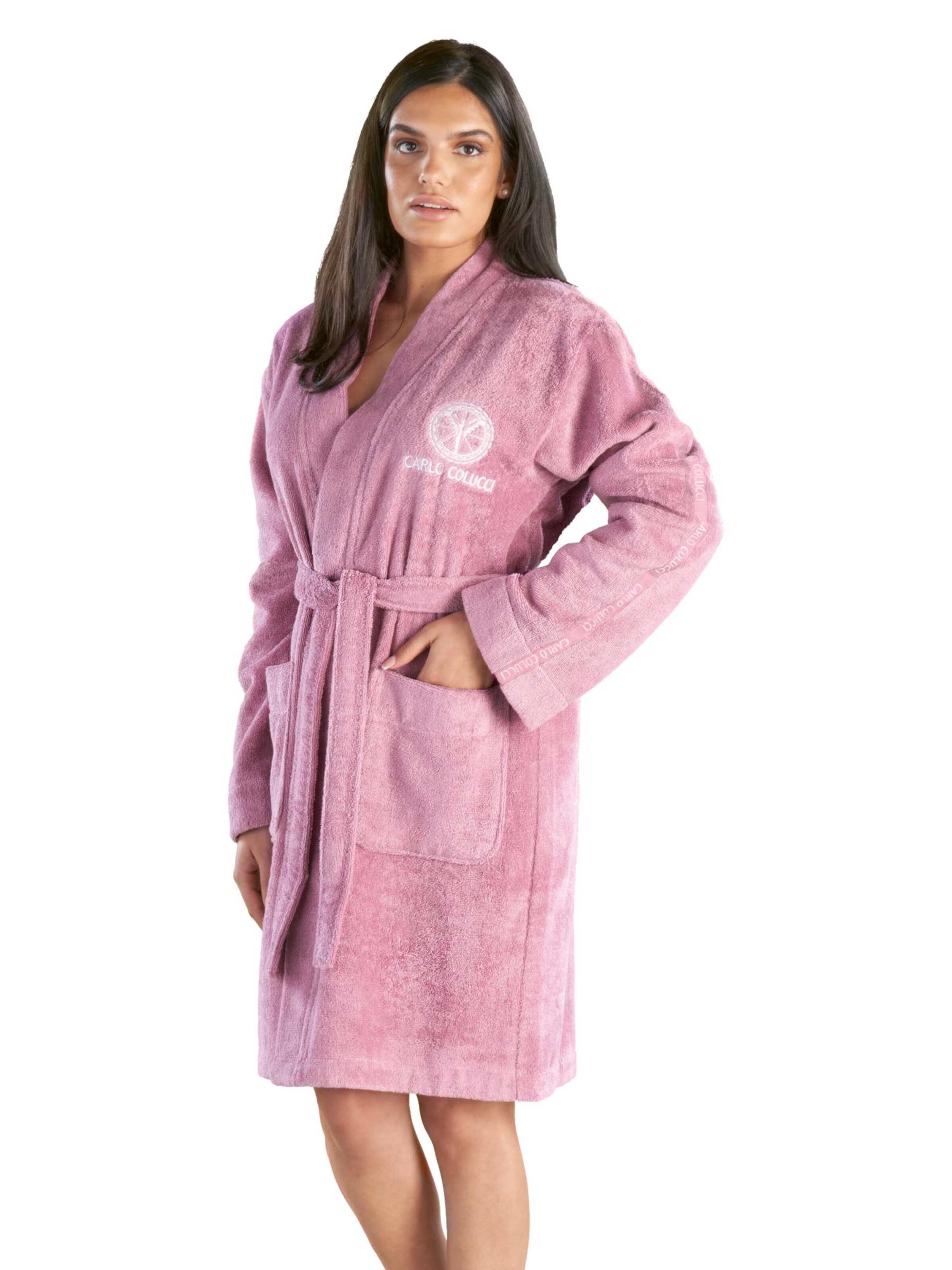 Peignoir court Carlo Colucci en rose : devant