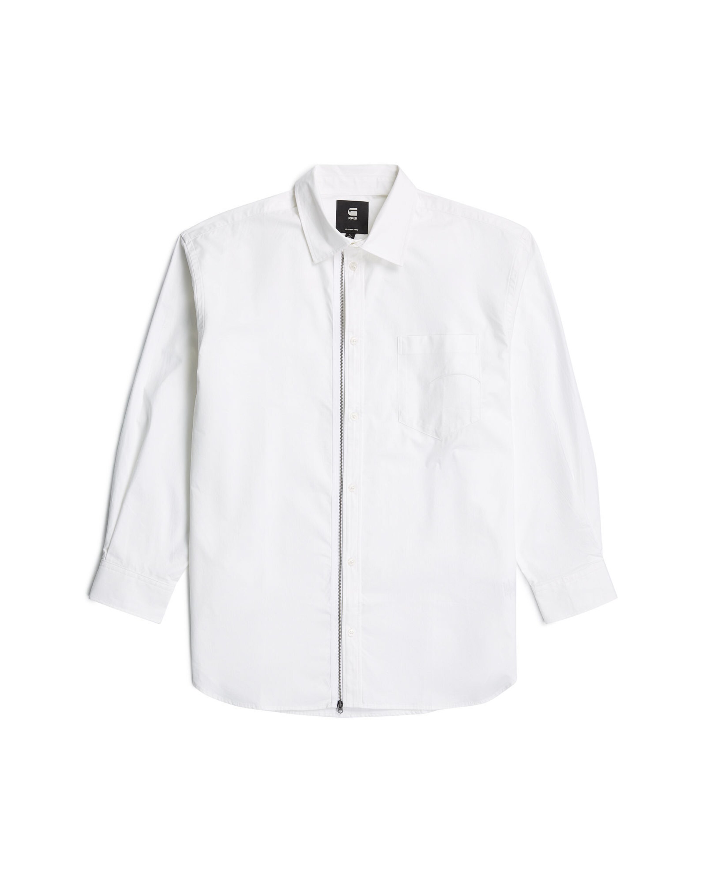 G-STAR Blouse 'Zip Poplin' in Wit: voorkant
