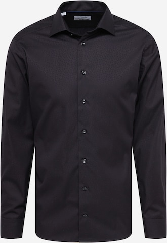 ETON Slim fit Button Up Shirt in Black: front