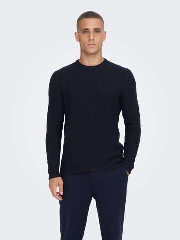 Pullover 'Tuck' di Only & Sons in blu: frontale