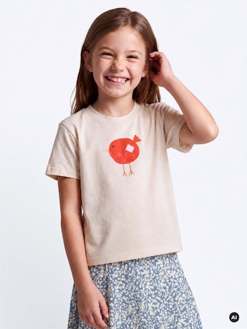 T-Shirt 'Roter Vogel' MelaDi en blanc