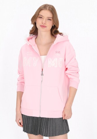 MYMO - Sudadera con cremallera en rosa: frente