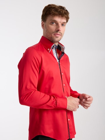 Slim fit Camicia business 'Marco Polo Iconic Satin Man Shirt White' di 7Camicie in rosso