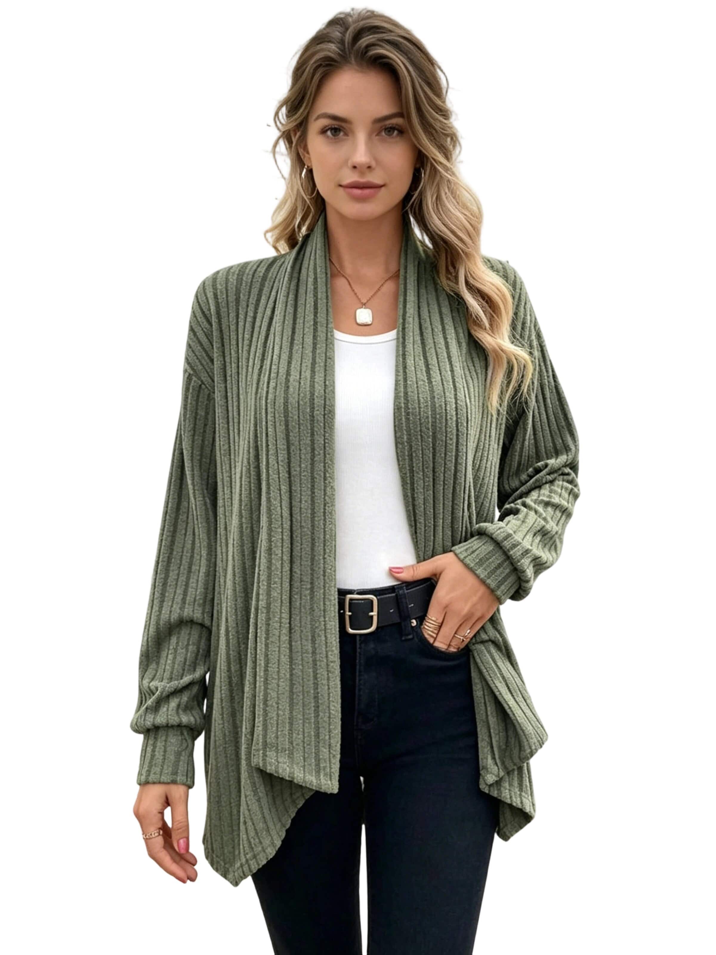 Yesfashion Kardigan w kolorze zielony