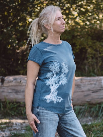 Life-Tree Shirt 'Organic Fairwear  Olive Tree' in Blau