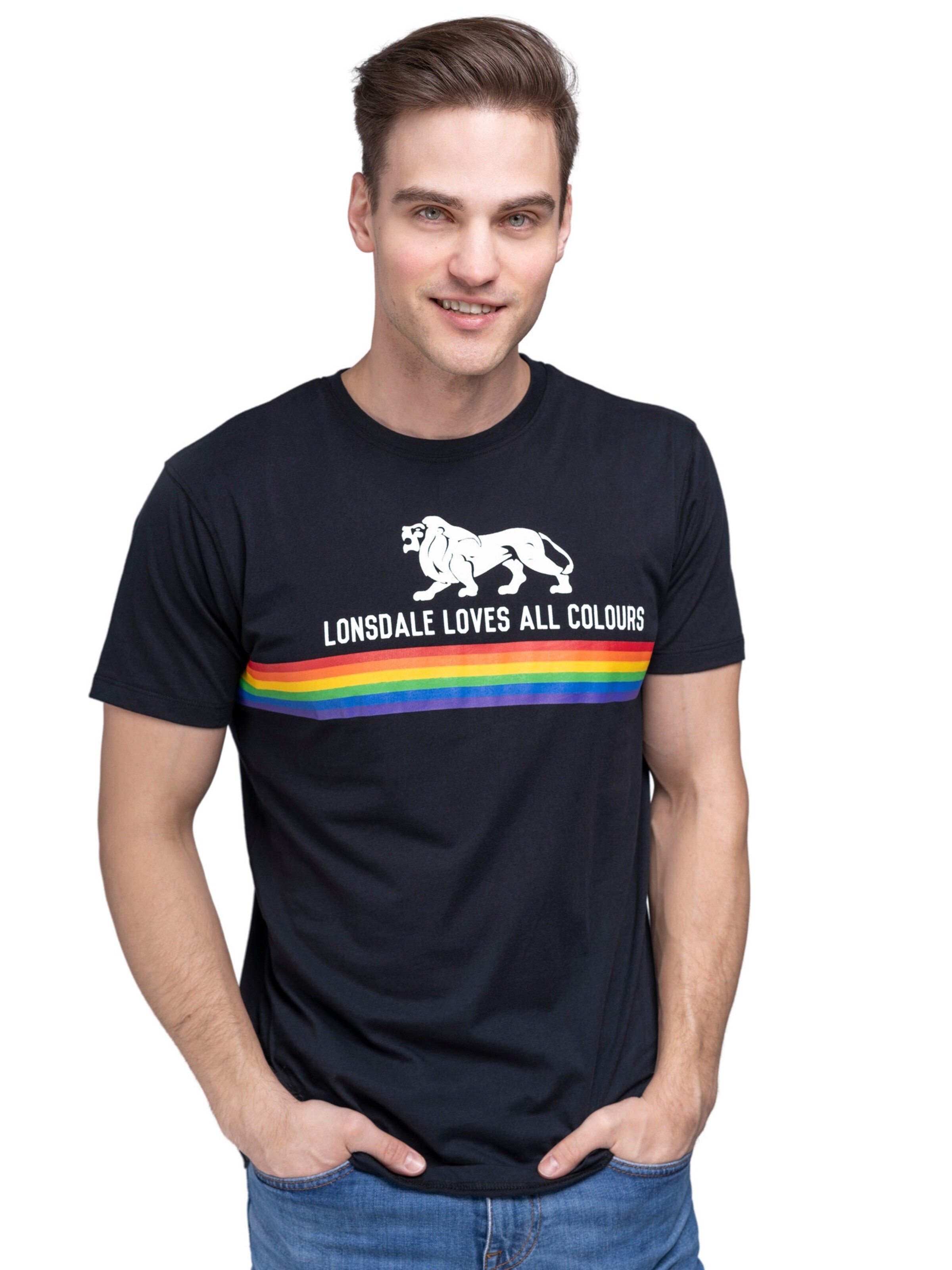 Maglietta 'Nelson' di LONSDALE in nero: frontale