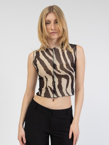 BROKE + SCHÖN Top 'Mesh Top mit gecracktem Muster' in Black: front