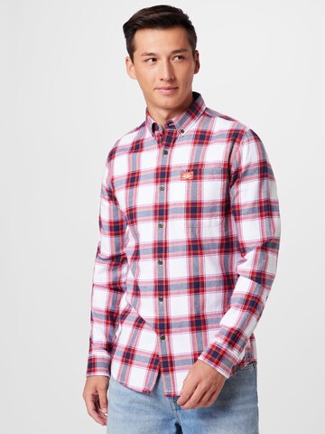 Superdry Regular fit Button Up Shirt in Red: front