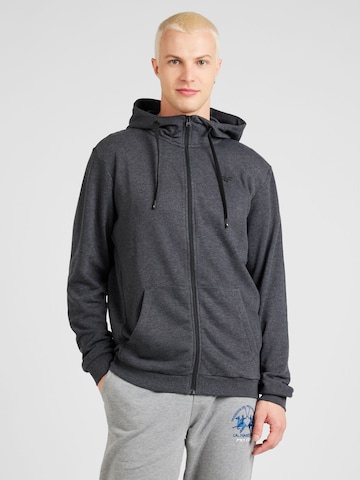 4F Athletic Zip-Up Hoodie in Grey: front