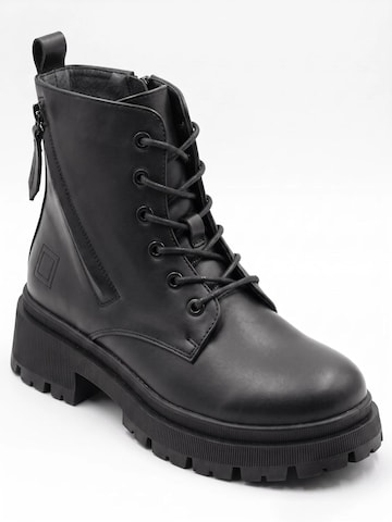 TorWeit Enkellaarsje 'Side Zip Lace Up Boots' in Zwart: voorkant