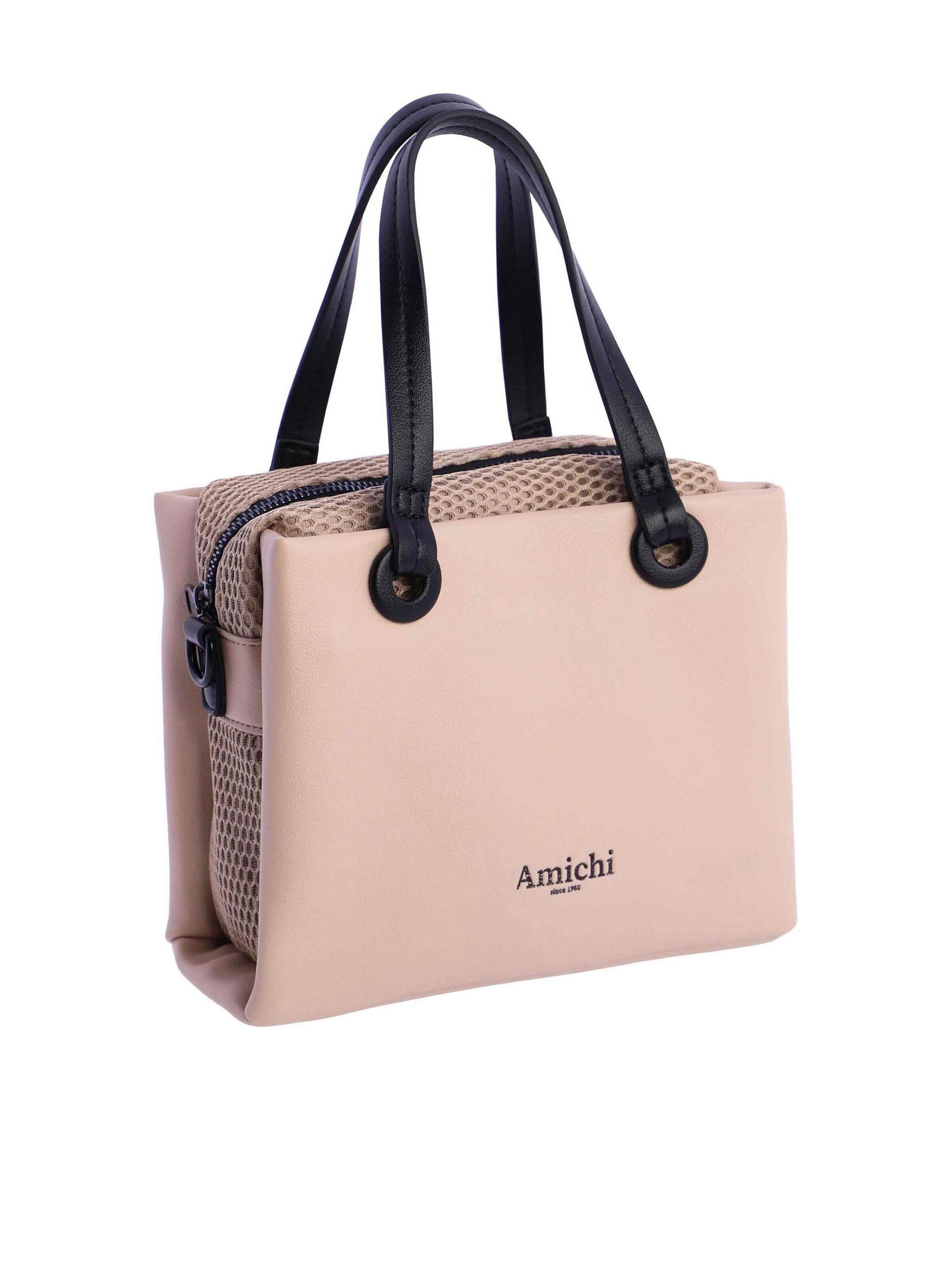 Amichi - Bolso de mano 'Bolso de mano para mujer Maui de piel sintética con cremallera' en beige