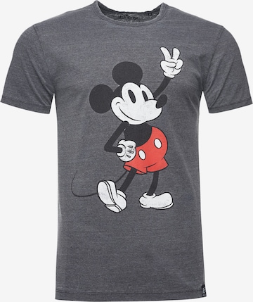 Recovered T-Shirt 'Disney Mickey Peace Pose' in Grau: predná strana