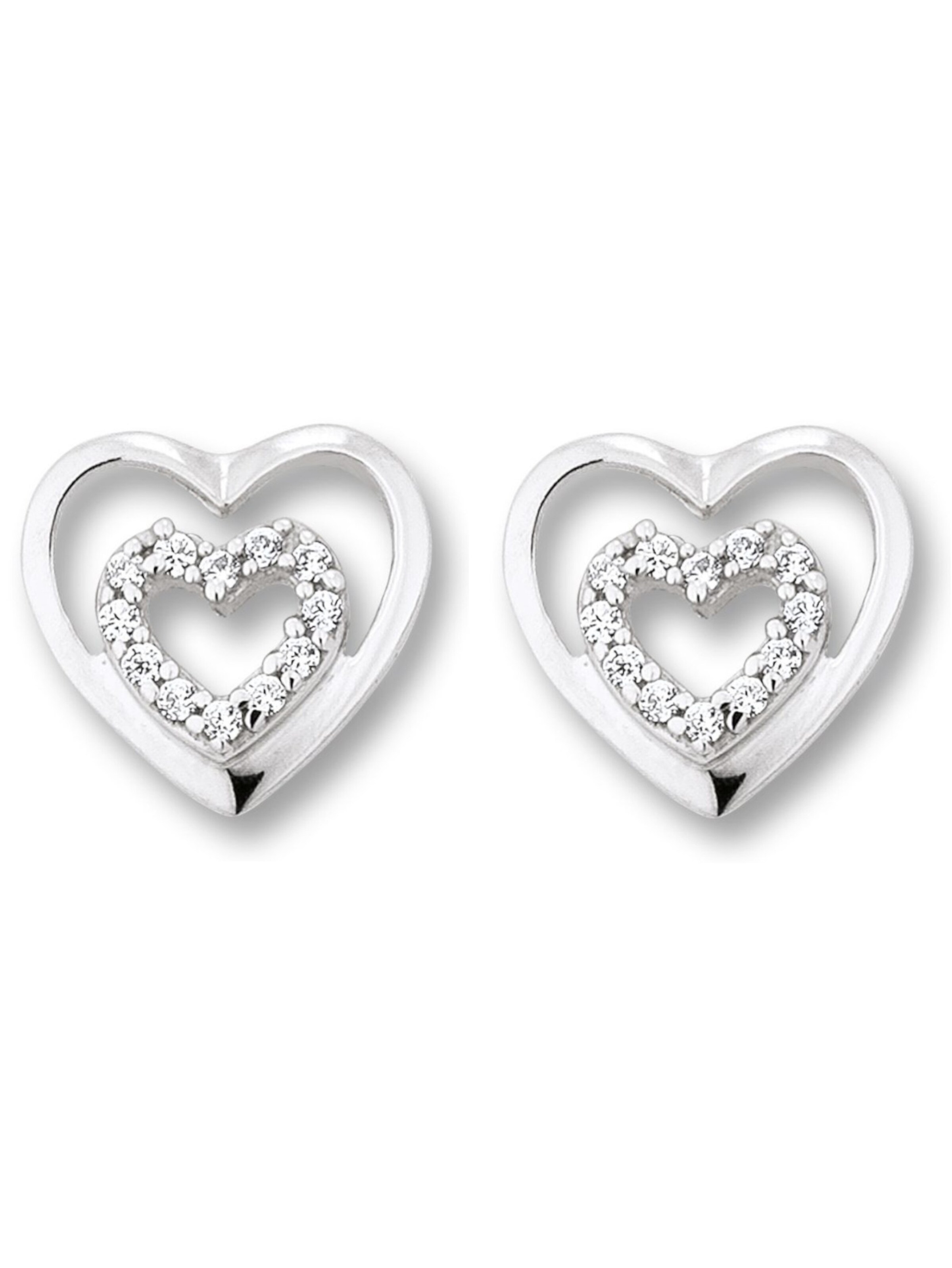 ONE ELEMENT Ohrringe 'Herz' in Silber: Vorderseite