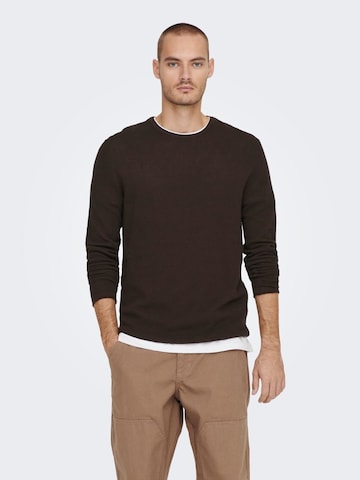 Only & Sons Regular fit Sweater 'Panter' in Brown: front