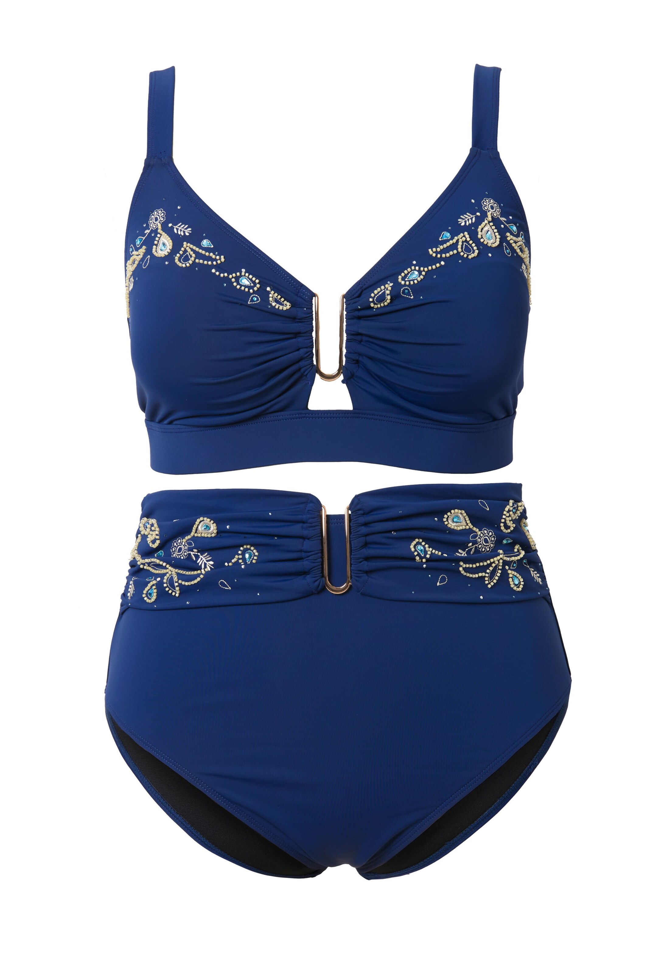 Ulla Popken T-shirt Bikini in Blue: front