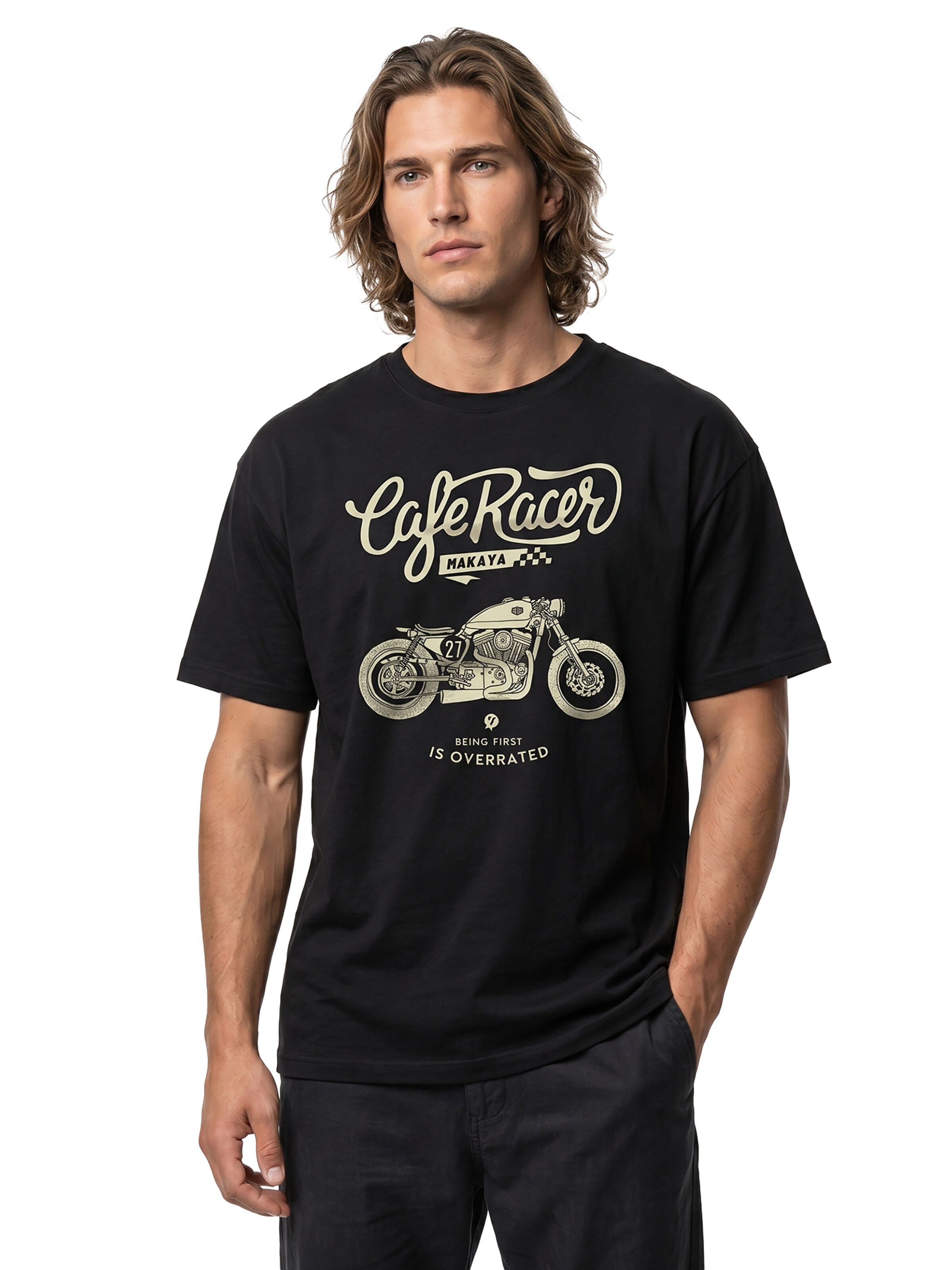 MAKAYA Shirt 'Being first' in Black: front