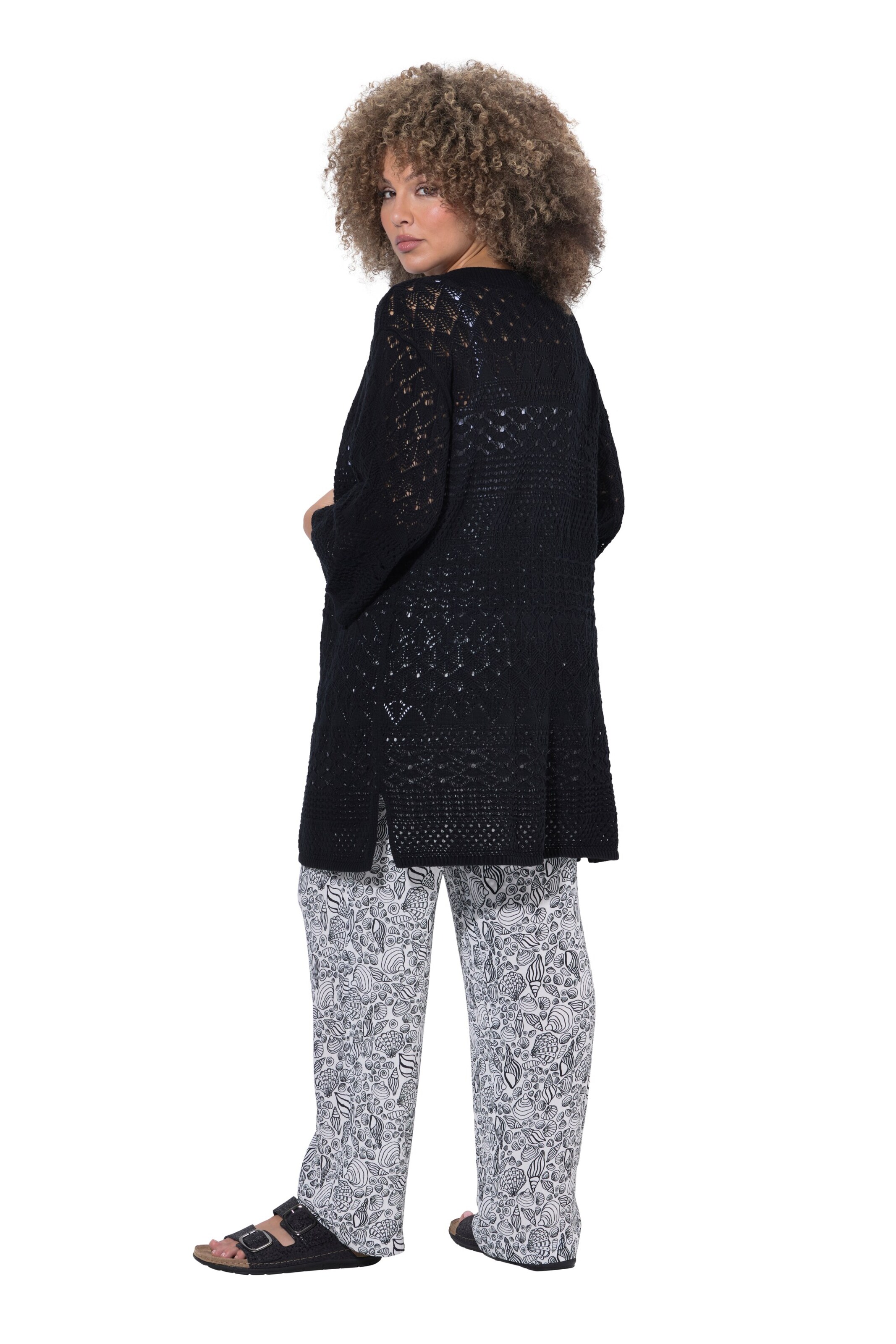 Ulla Popken Gebreid vest in Zwart