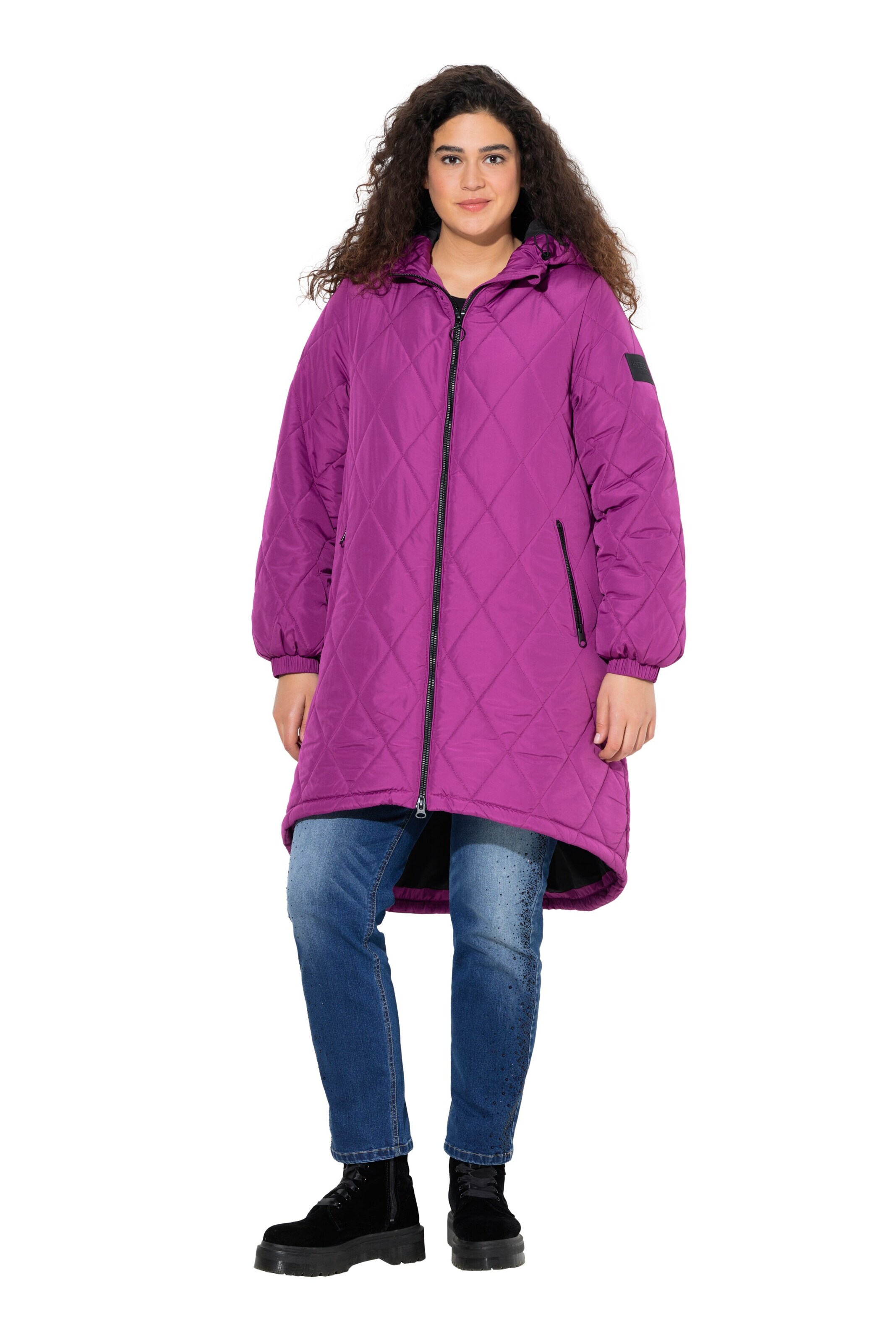 Ulla Popken Winter Coat in Purple: front