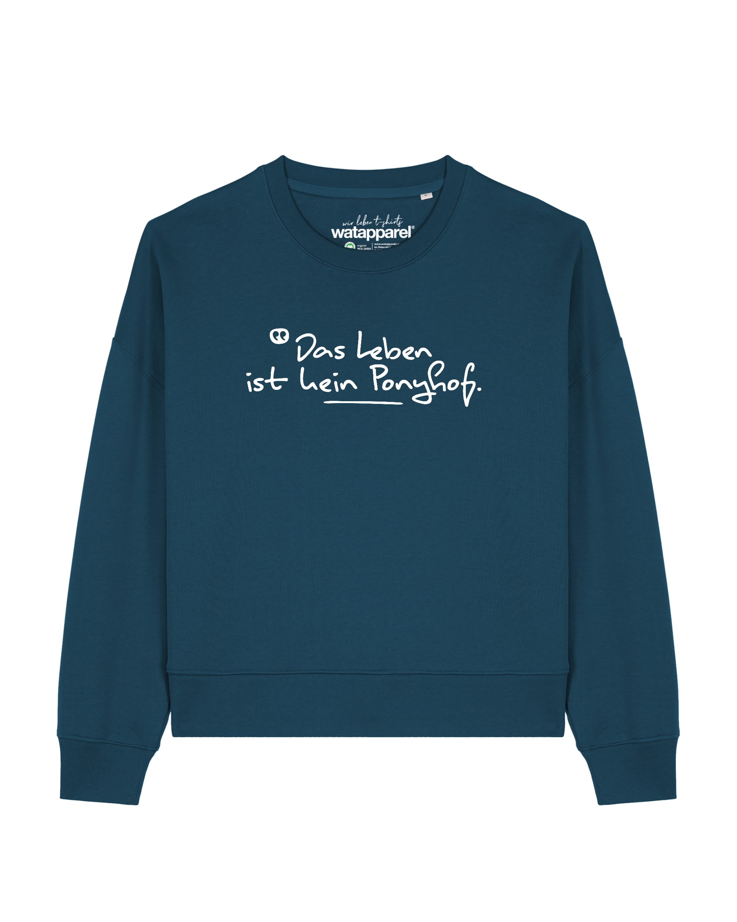 Watapparel Sweatshirt 'Das Leben ist kein Ponyhof ' in Groen: voorkant