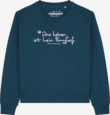 Watapparel Sweatshirt 'Das Leben ist kein Ponyhof ' in Groen: voorkant