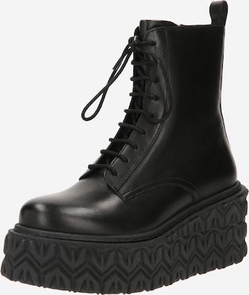 PATRIZIA PEPE Lace-Up Ankle Boots 'STIVALI' in Black: front