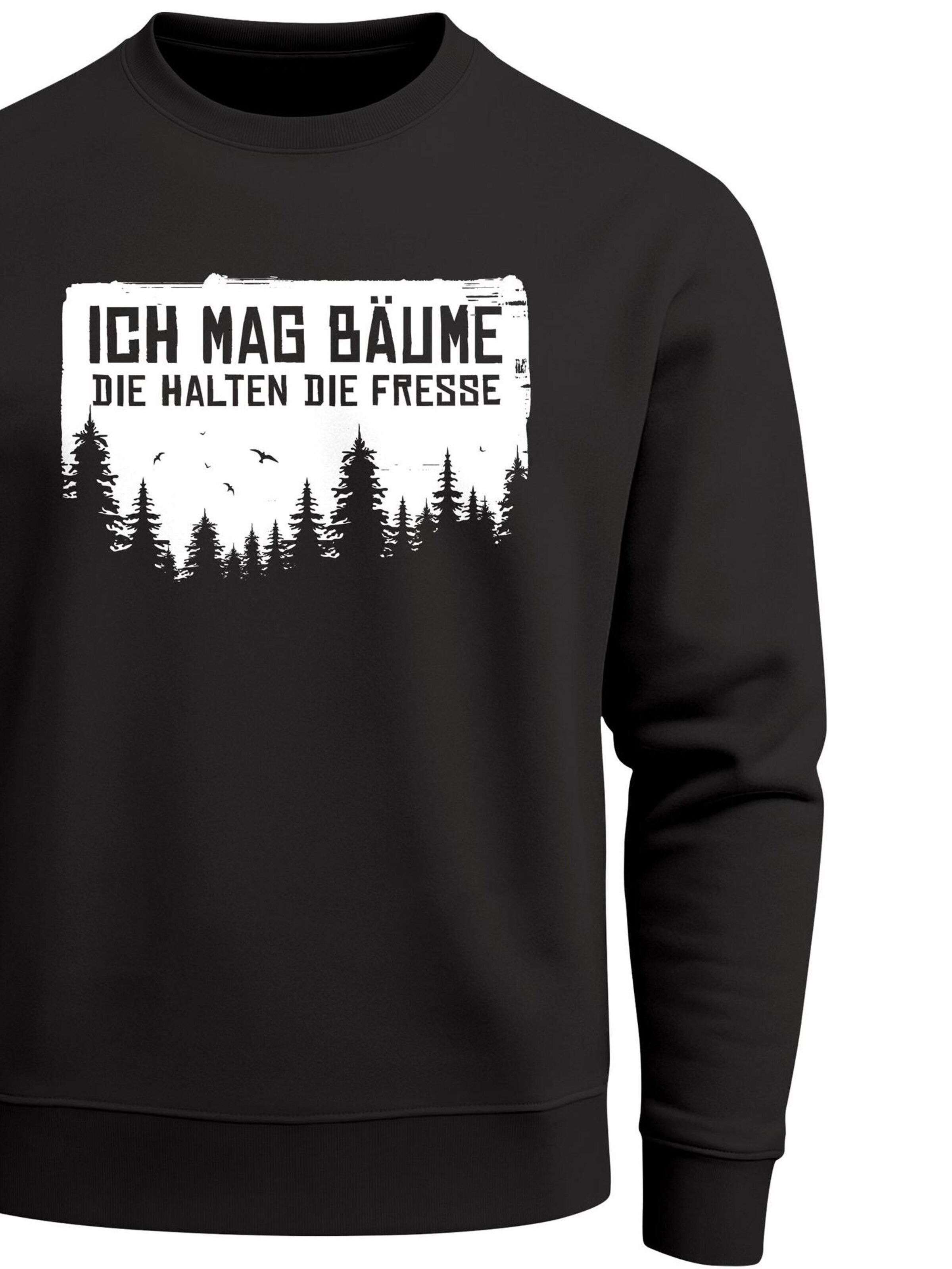 Neverless Sweatshirt 'Ich mag Bäume' in Black
