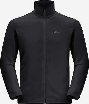 JACK WOLFSKIN Athletic Fleece Jacket in Black: front