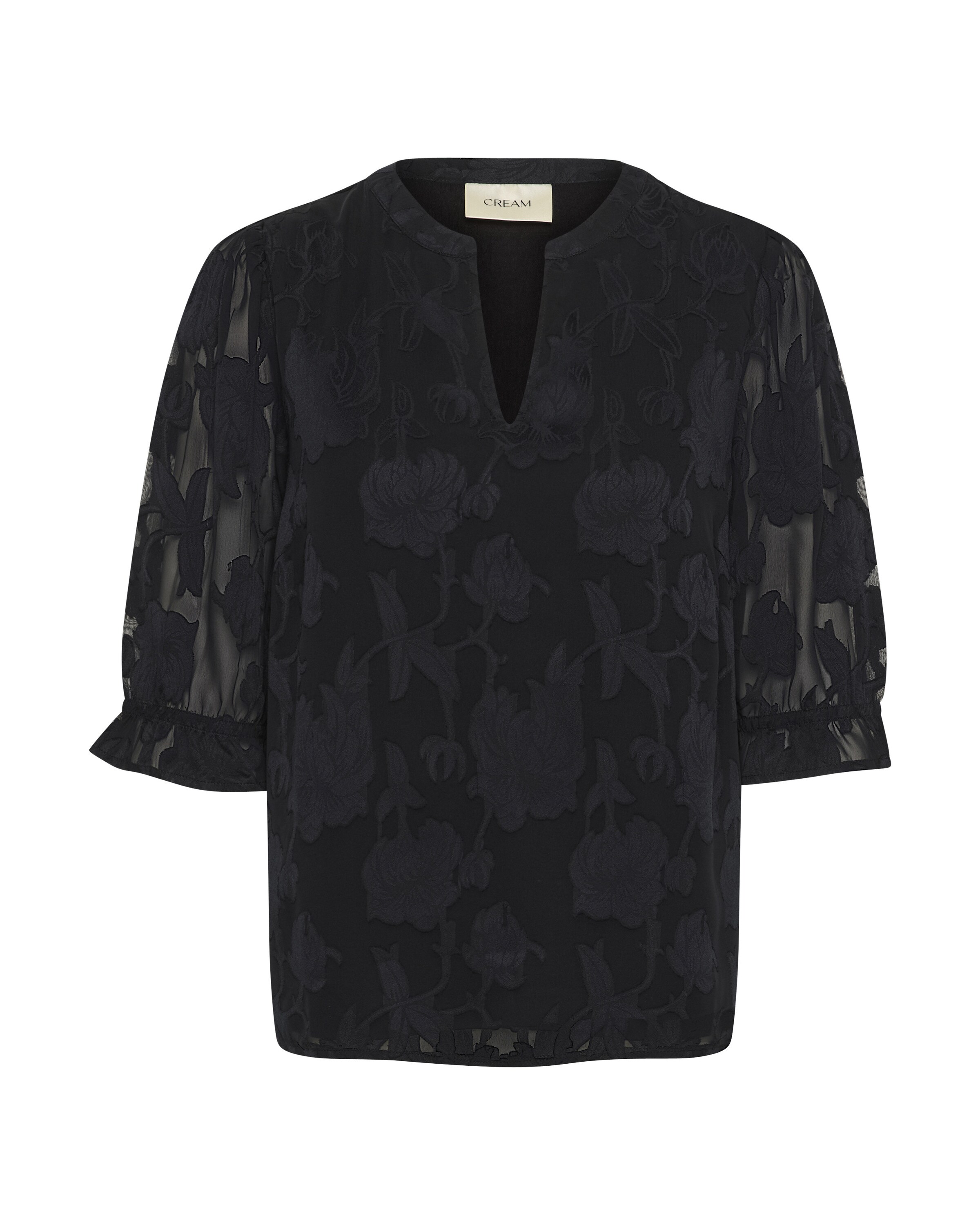 Cream Bluse 'Yana' i sort: forside