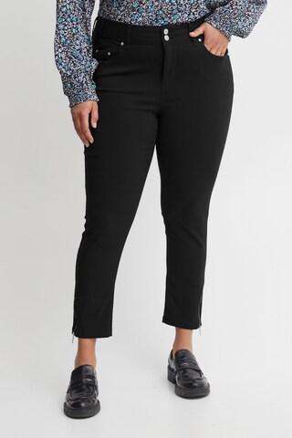 Fransa Slimfit Broek 'Zalin Pa 4' in Zwart: voorkant