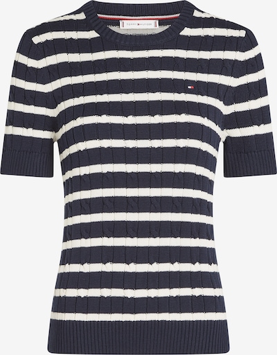 XS dydžio Megztinis 'Cable Short Sleeve' iš TOMMY HILFIGER, spalva – mėlyna / balta, Prekių apžvalga