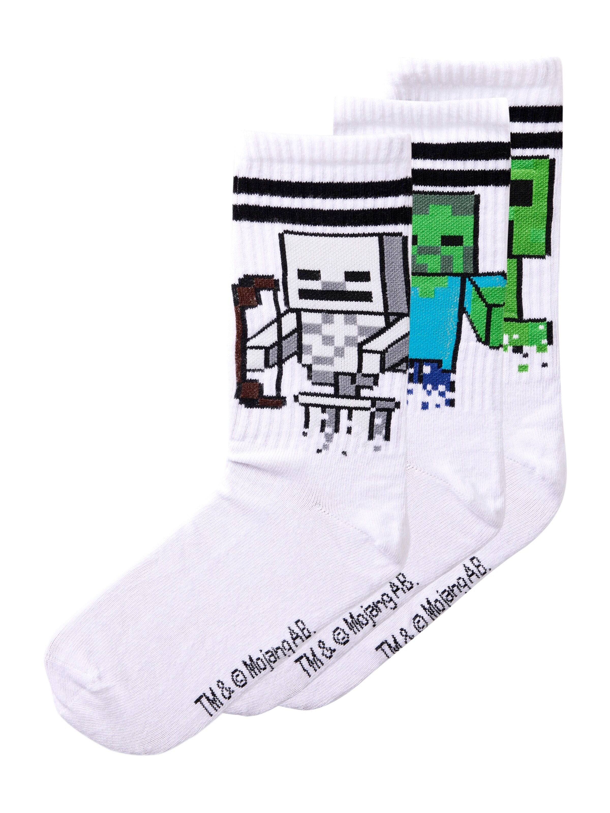 NAME IT - Calcetines 'NKMNIHAT MINECRAFT' en blanco: frente