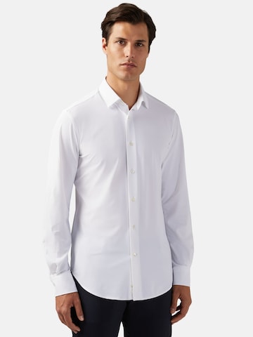 Boggi Milano Slim fit Button Up Shirt in White: front