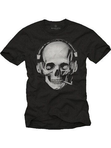 MAKAYA Shirt 'Smoking Skull' in Black: front