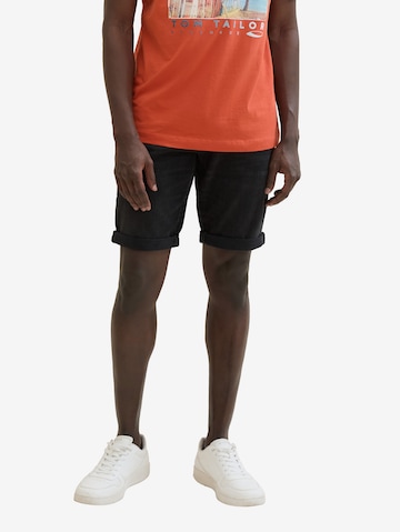 TOM TAILOR Slimfit Shorts 'Josh' in Schwarz: predná strana