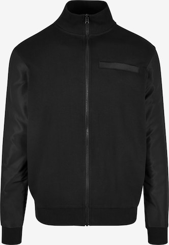 Urban Classics Zip-Up Hoodie in Black: front