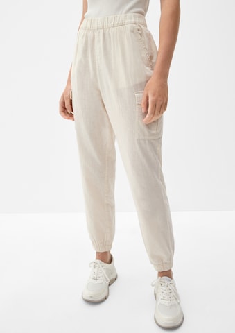 QS Regular Cargobroek in Beige: voorkant