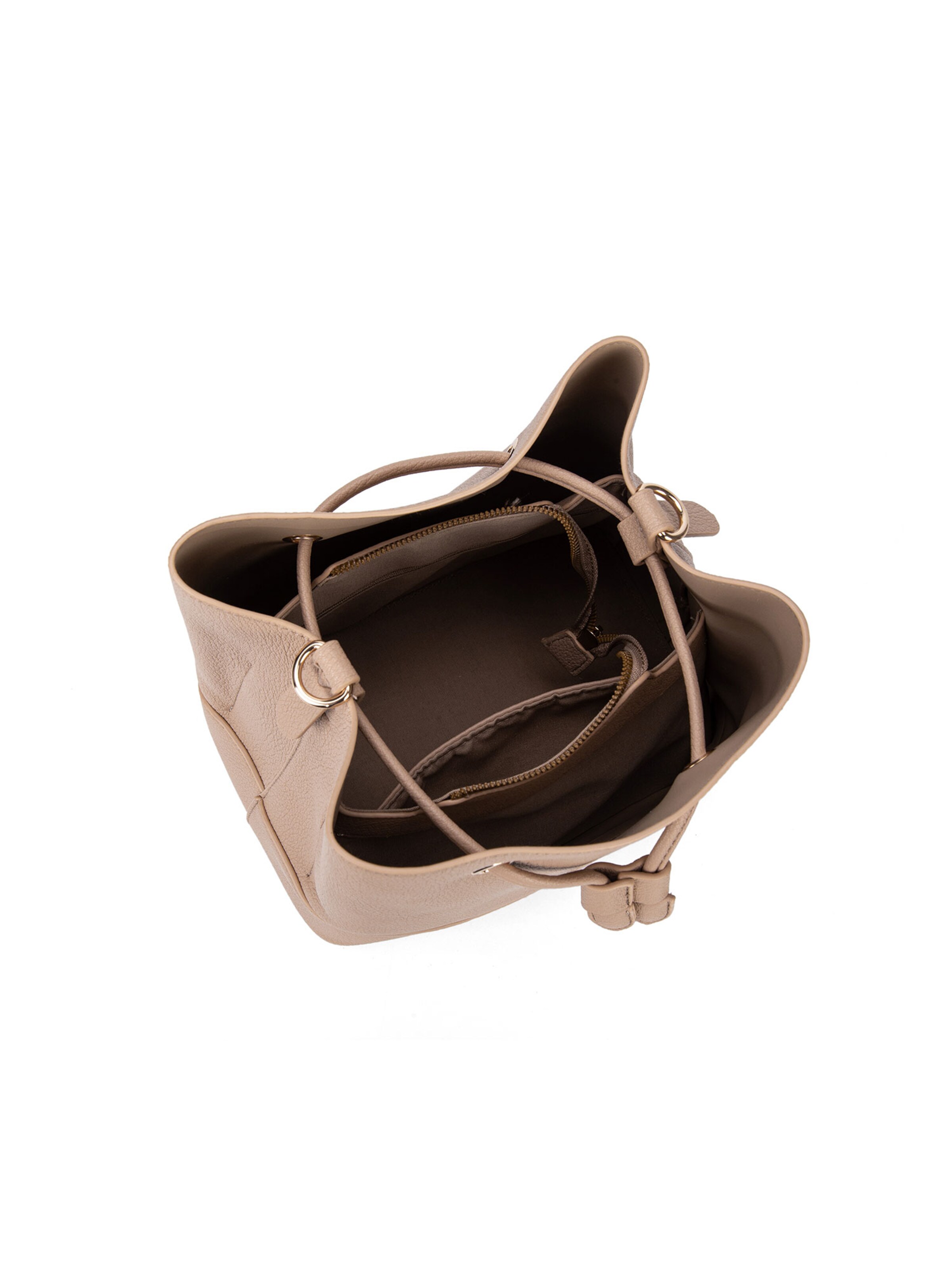 Borsa a mano 'Borsa a Mano Donna Vegan Leather con Coulisse e Tracolla Rimovibile' di Diana&Co. in beige