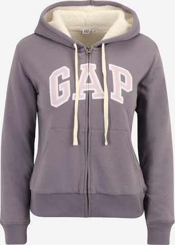 Gap Petite Zip-Up Hoodie in Grey: front