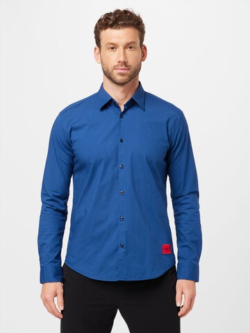 HUGO Red - Slim Fit Camisa 'Ermo' em azul: frente