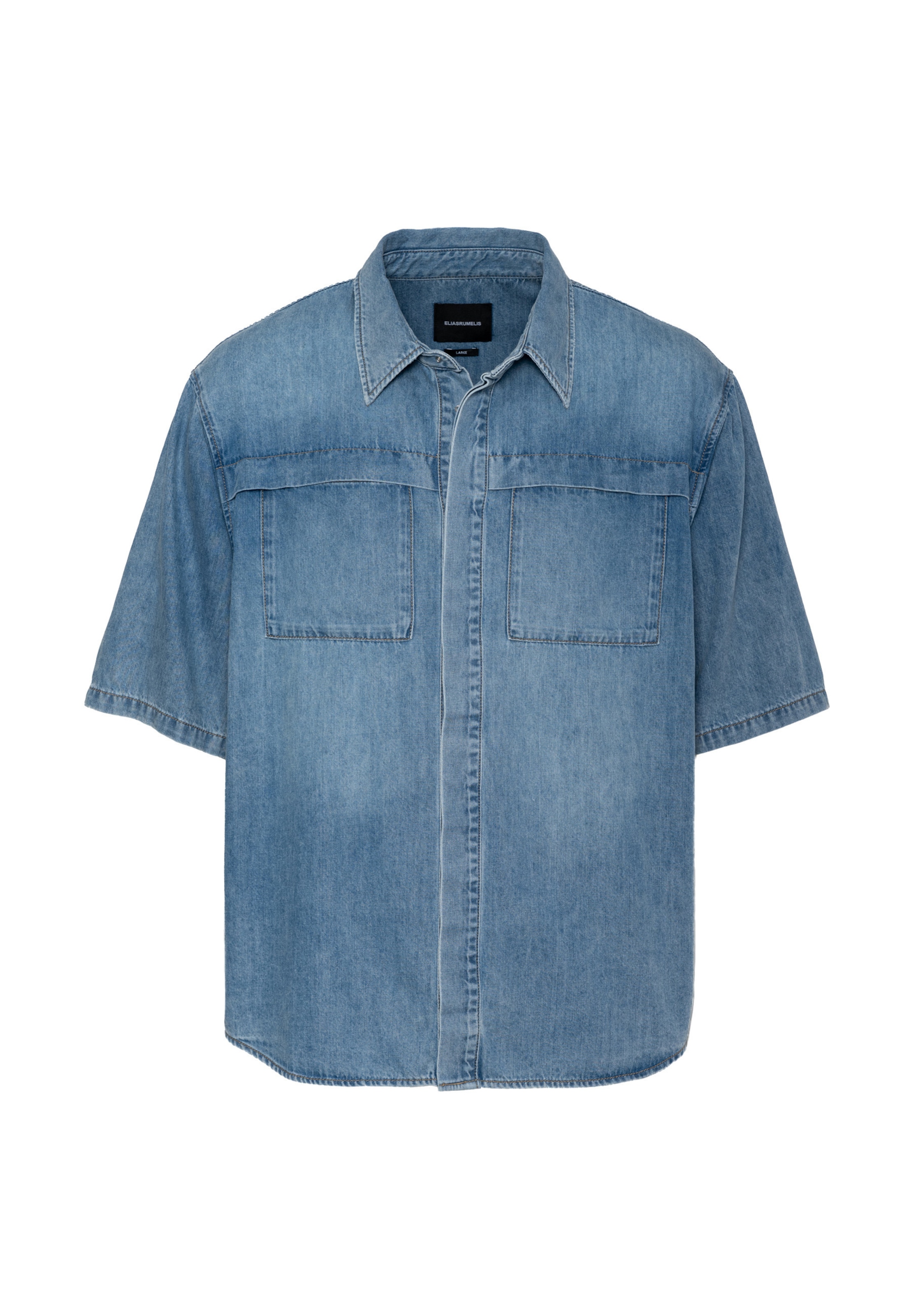Elias Rumelis Chemise en L en bleu denim, Vue avec produit