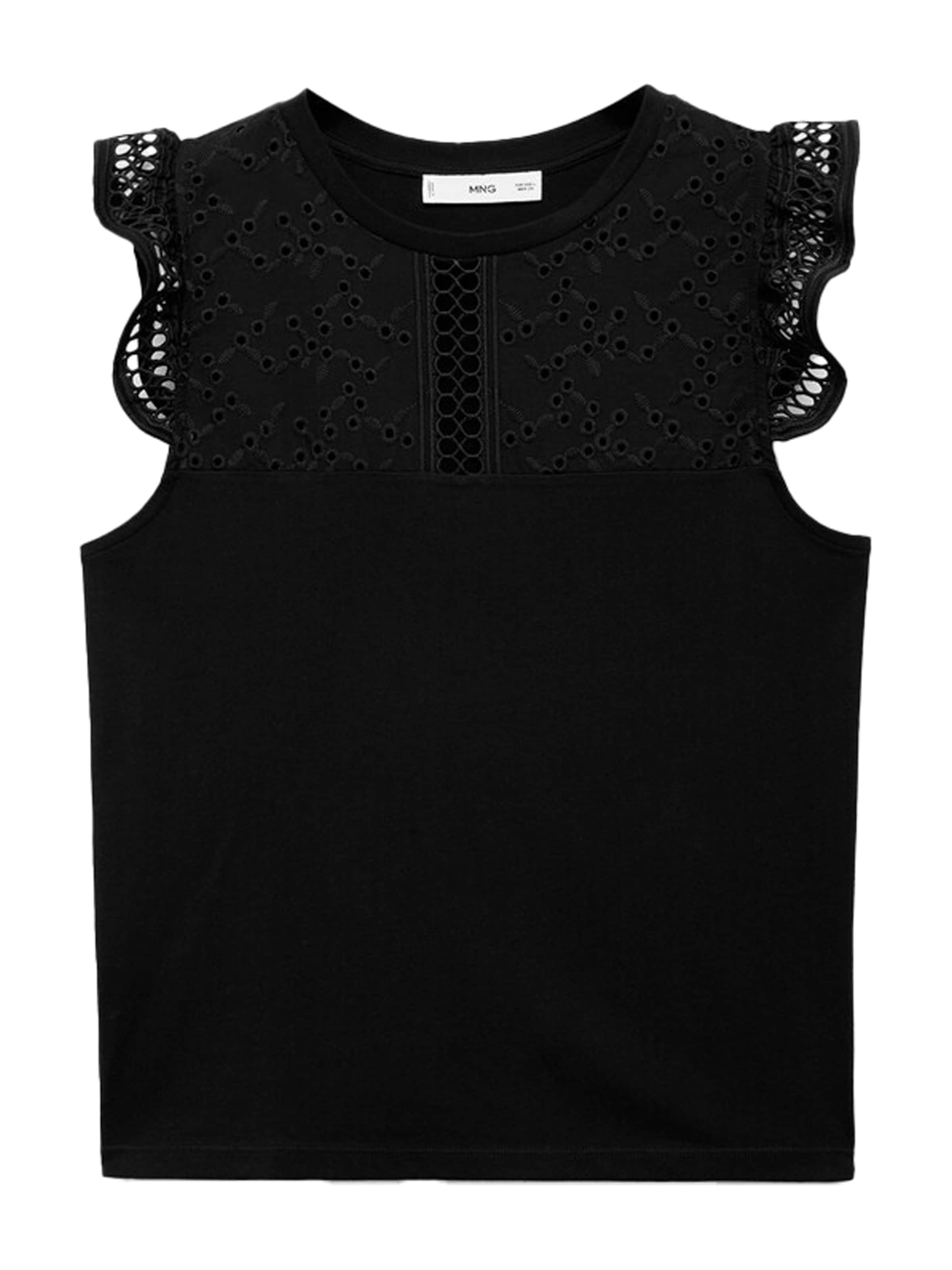 MANGO Top 'MUNI' in Zwart: voorkant