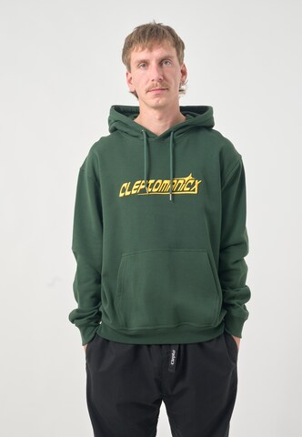 Cleptomanicx Sweatshirt 'Classic Hooded Starring' in Green: front