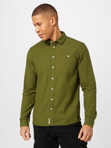 BLEND Regular fit Button Up Shirt in Green: front