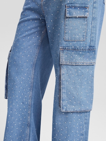 Wide Leg Jeans cargo Bershka en bleu
