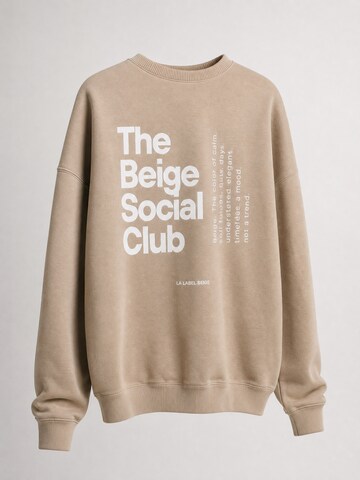 La Label Beige Sweatshirt 'Oversized Sweater The Beige Social Club' in Beige: front