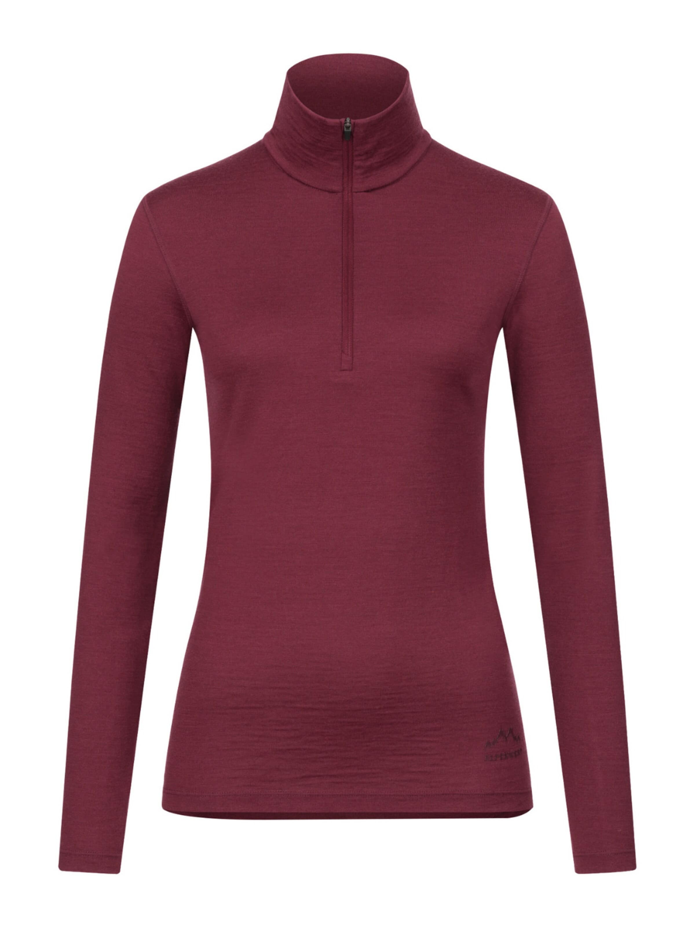 Alpenwert Shirt 'Zip Longsleeve Damen 100% Merino' in Purple: front