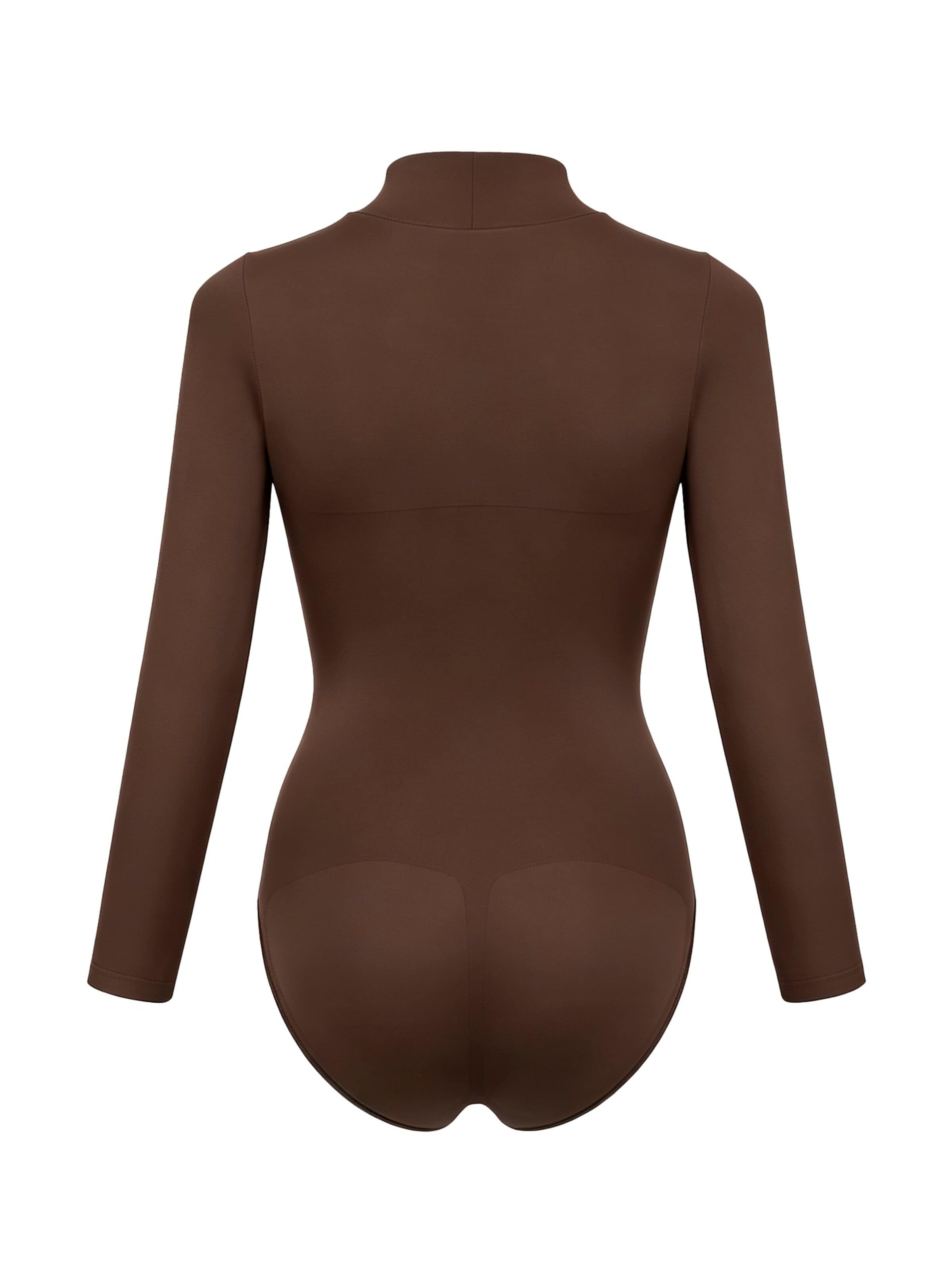 Body modellante 'Clean Longsleeve Turtleneck Sculpting Bodysuit with Slip' di cfab in marrone