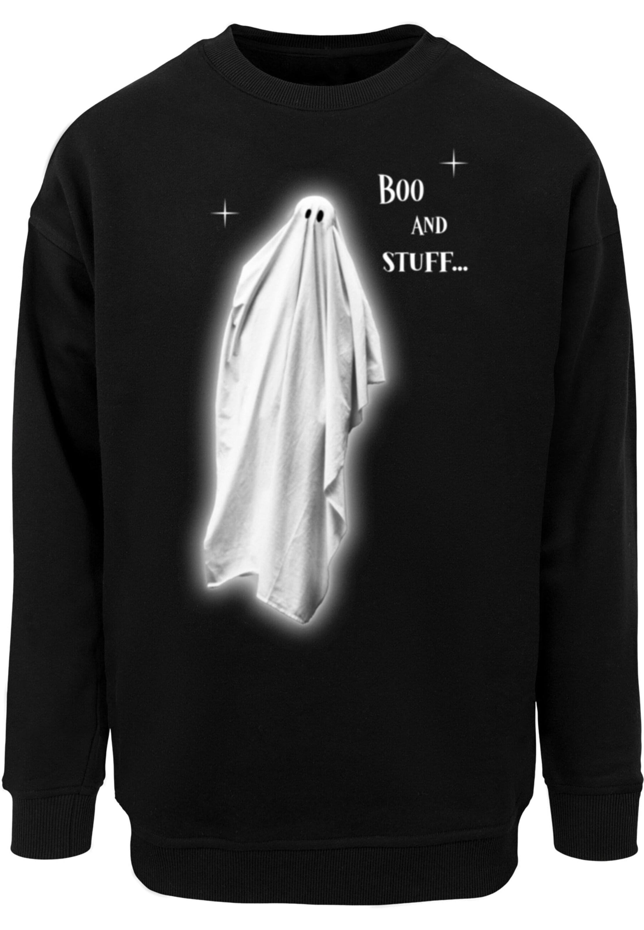 Merchcode Sweatshirt 'Halloween - Boo And Stuff' in Zwart: voorkant