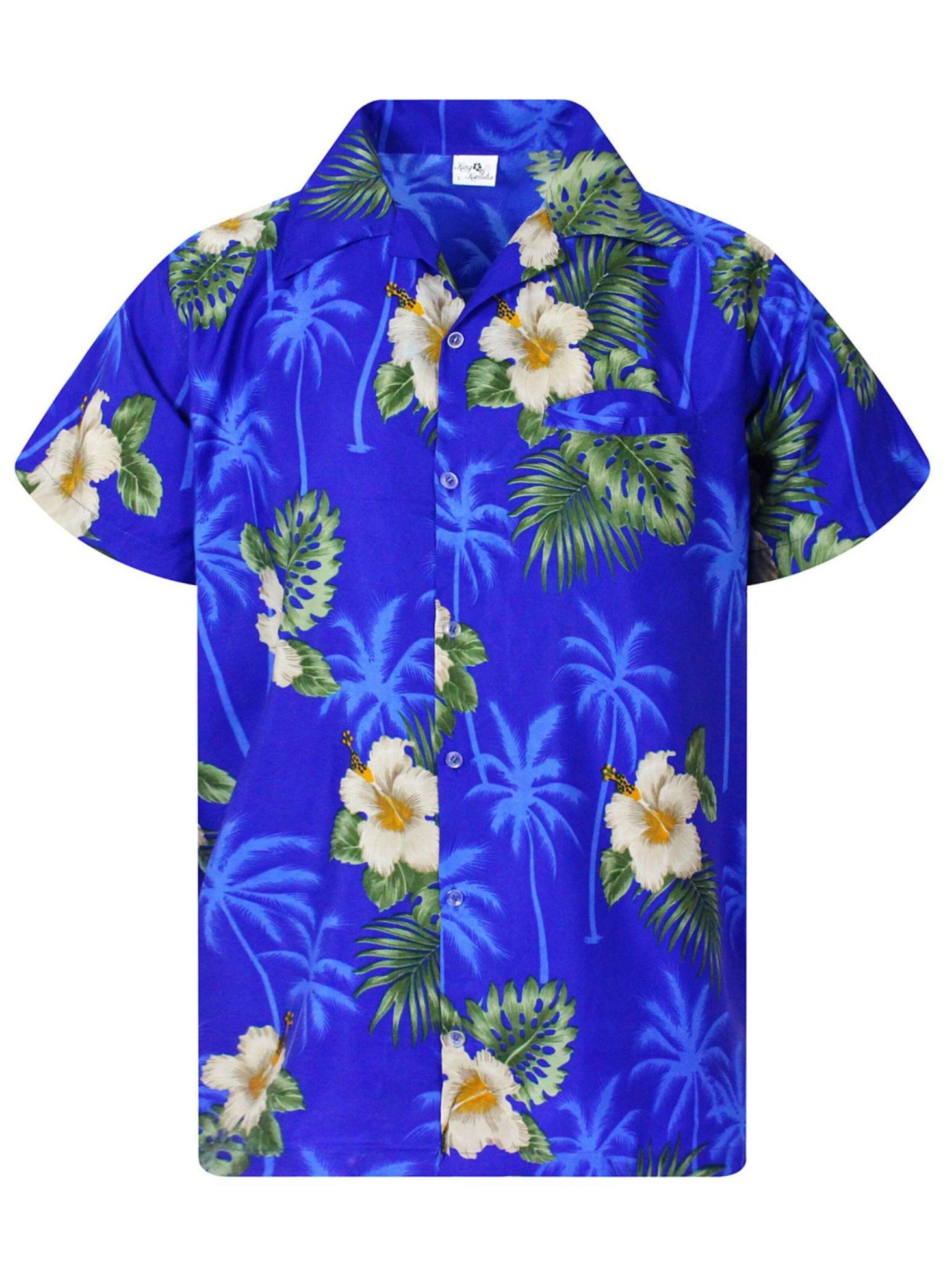 King Kameha Shirt 'Small Flower'‌ in Blau: Vorderseite